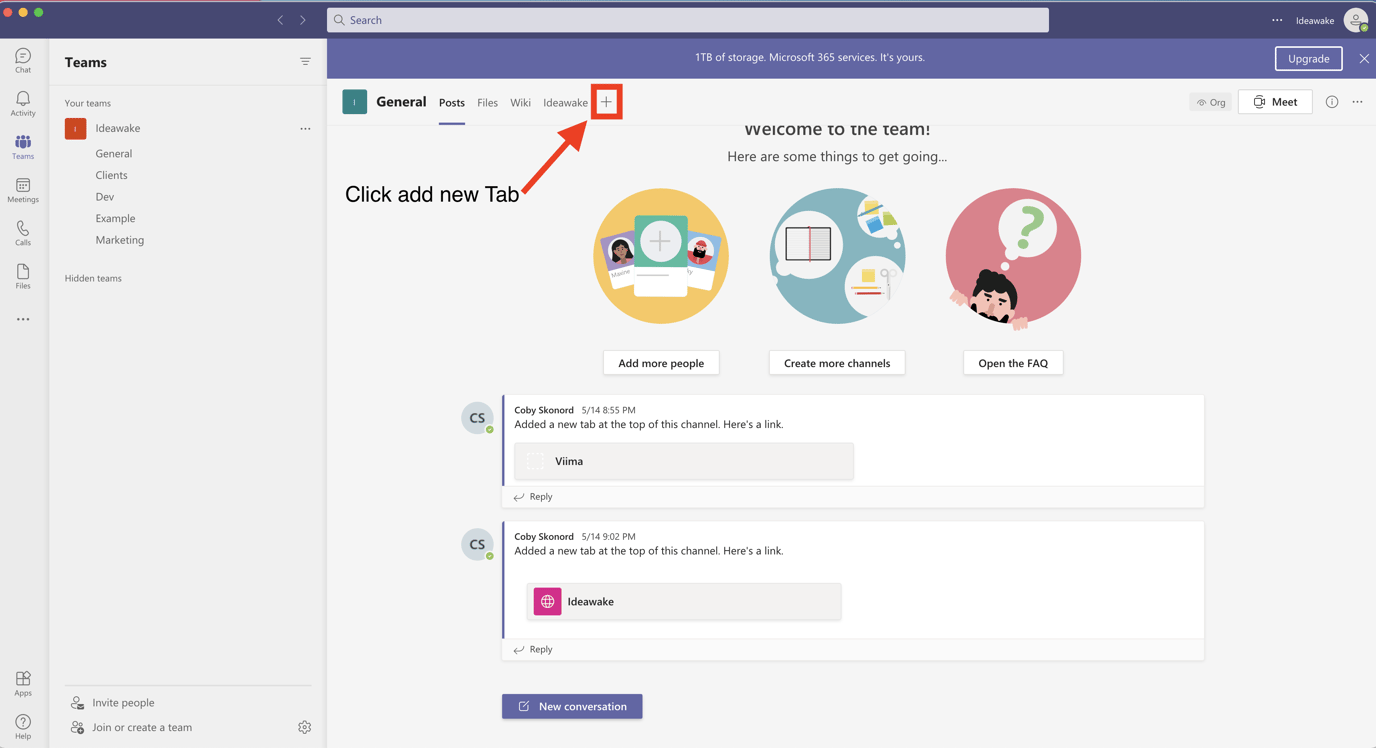 Displaying Ideawake in a Microsoft Teams Tab