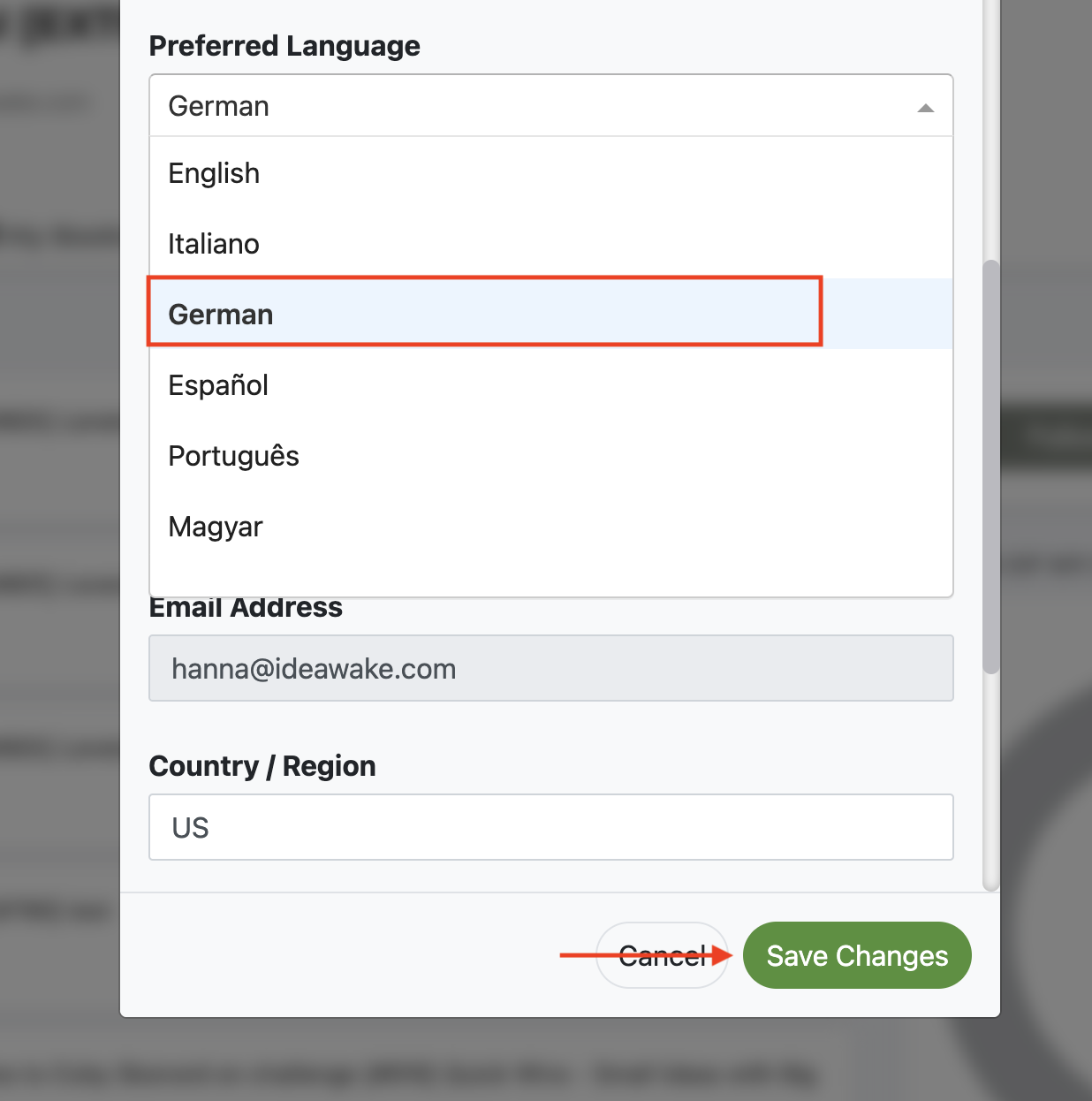 How to change default language at profile level