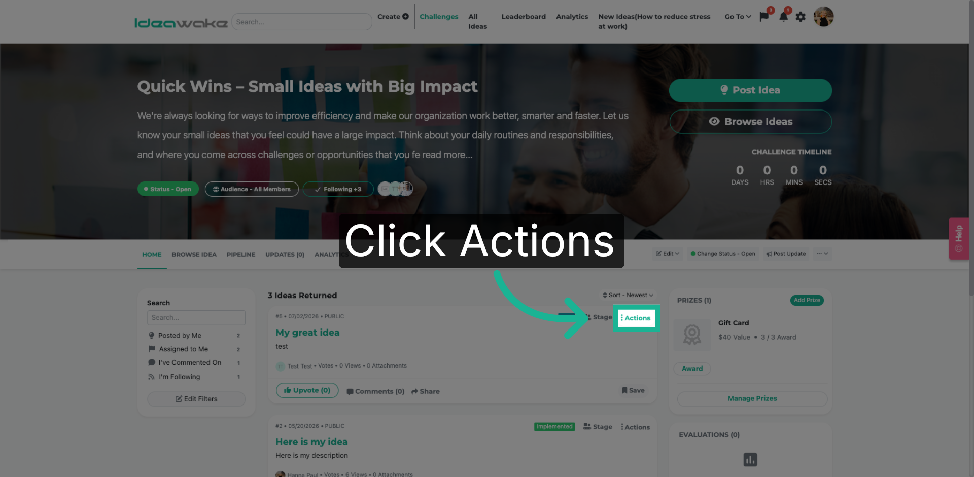 Open Actions Menu