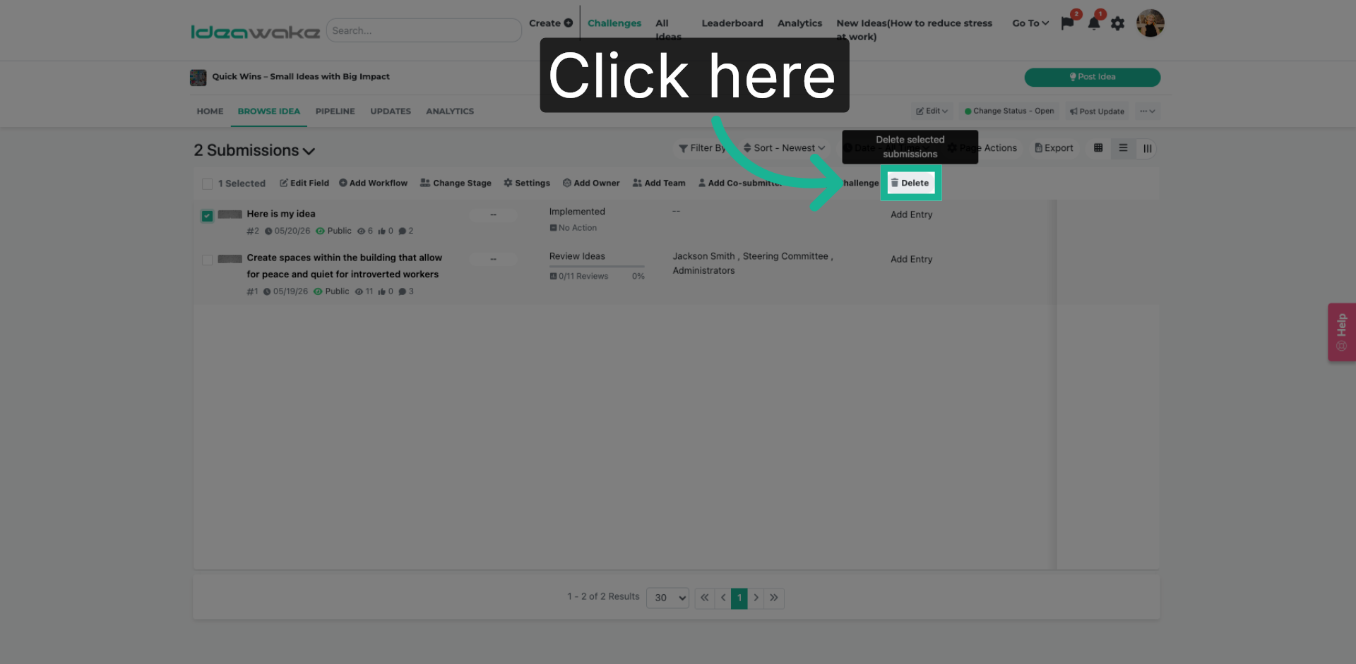 Select Idea for Deletion