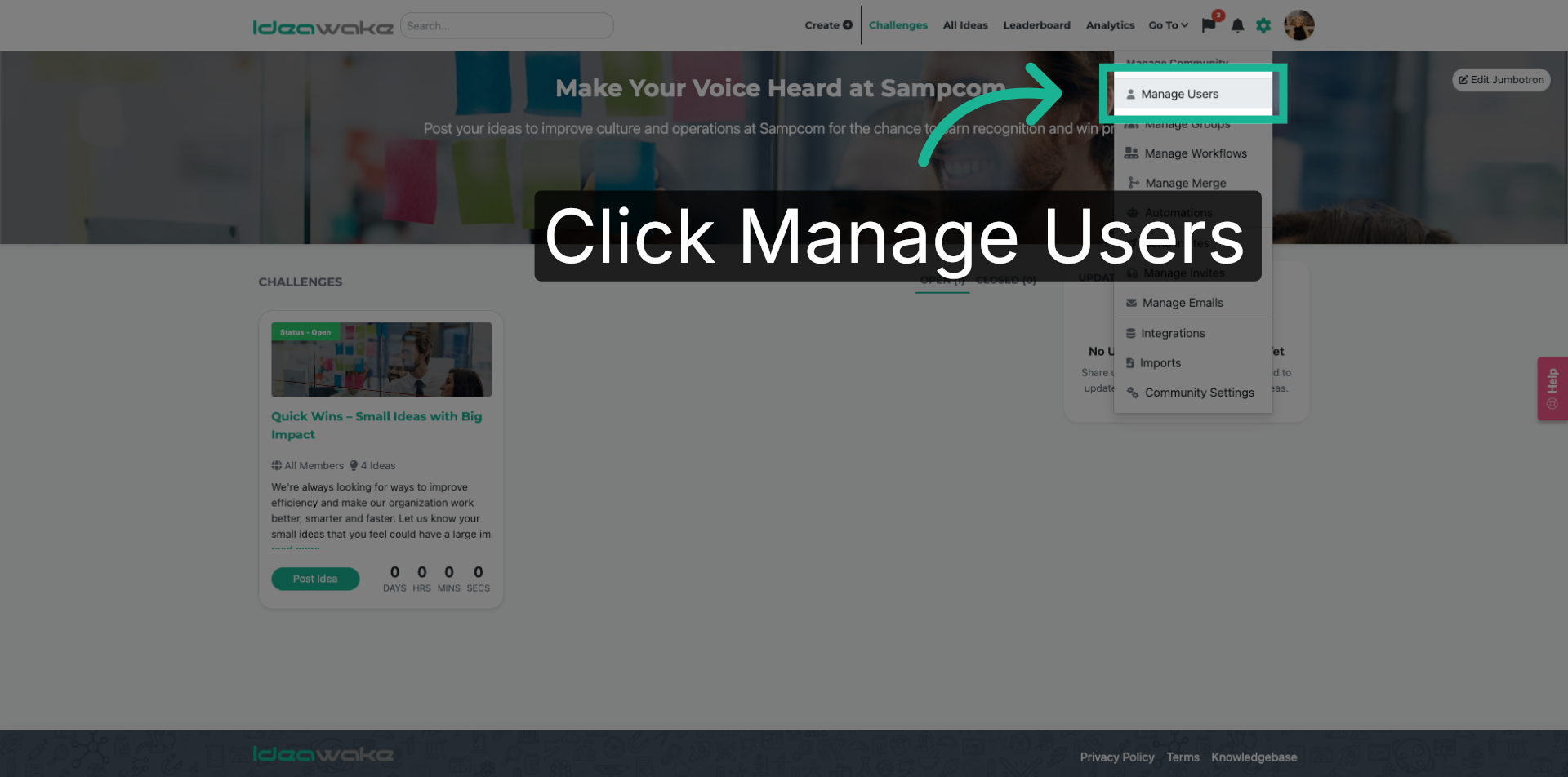 Open Manage Users Section