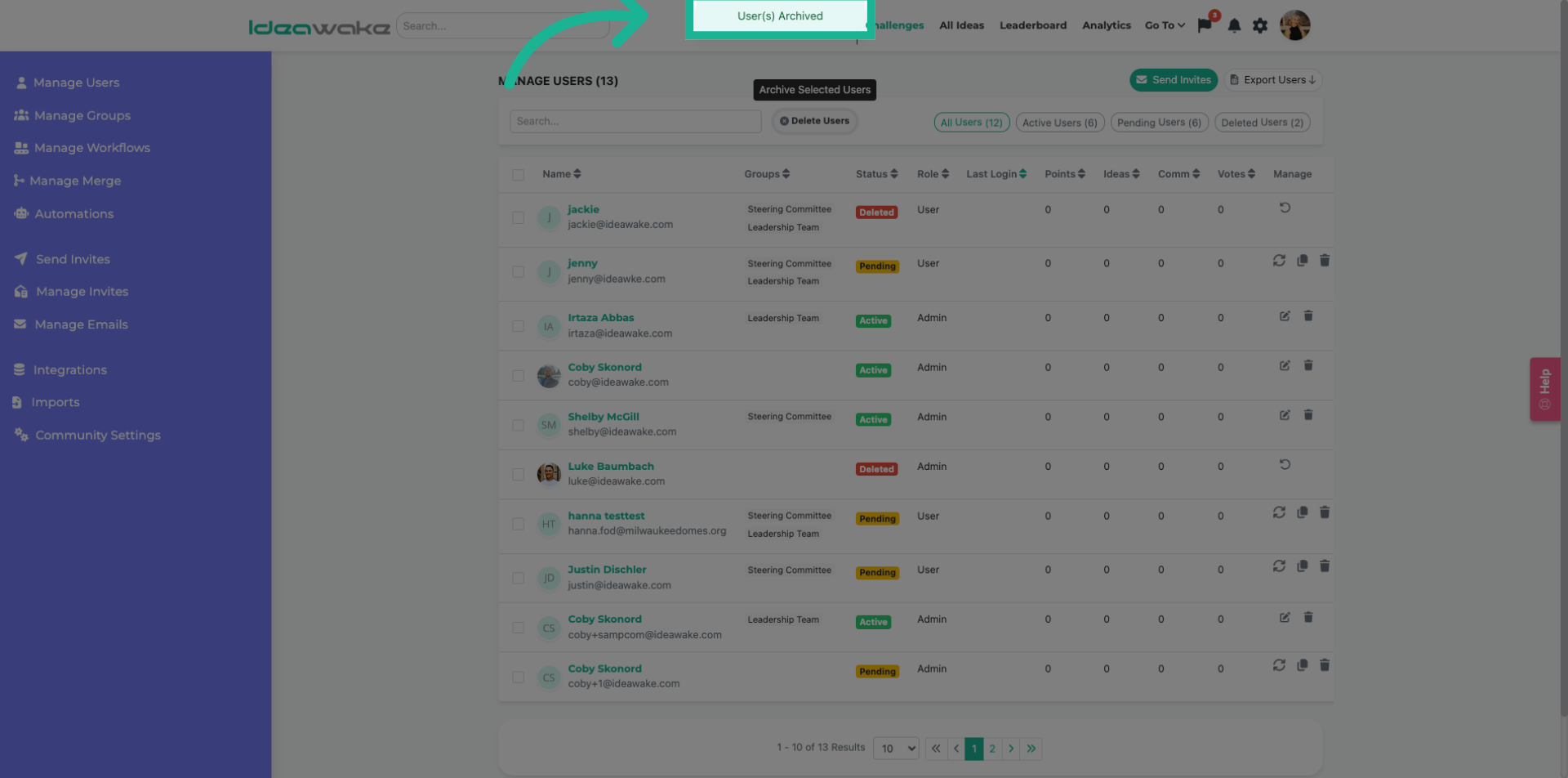 View Archived Users