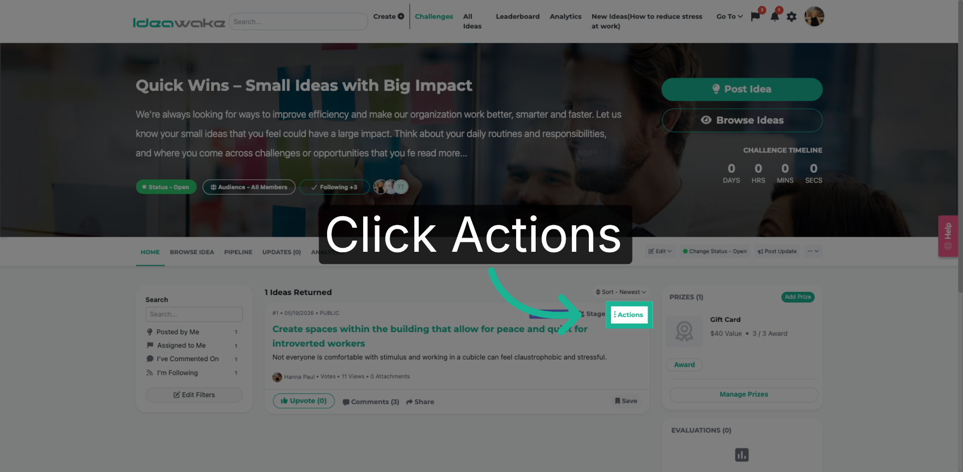 Open Actions Menu