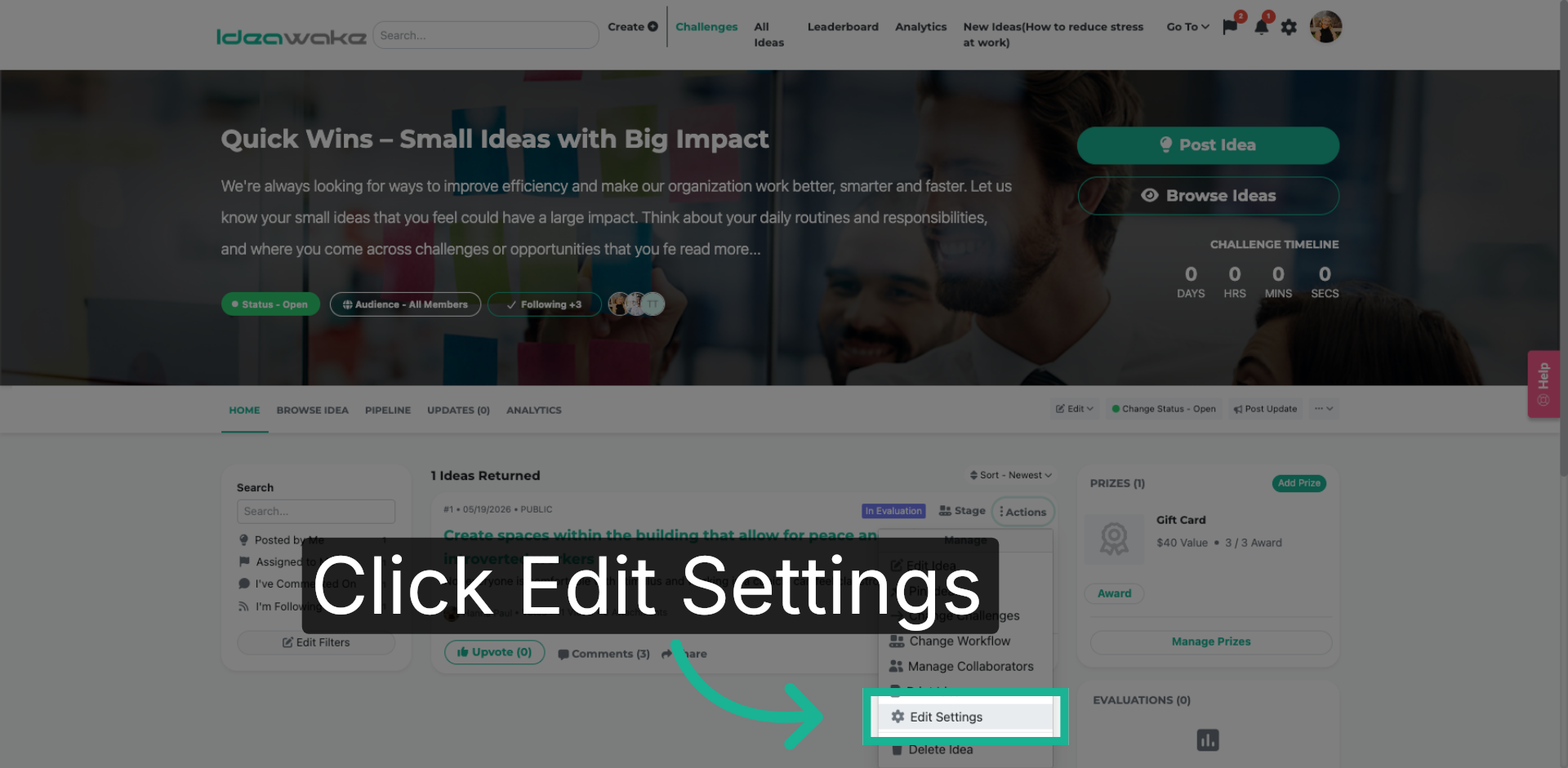 Enter Settings Edit Mode