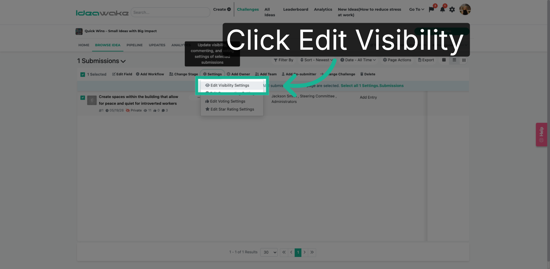 Edit Visibility Settings