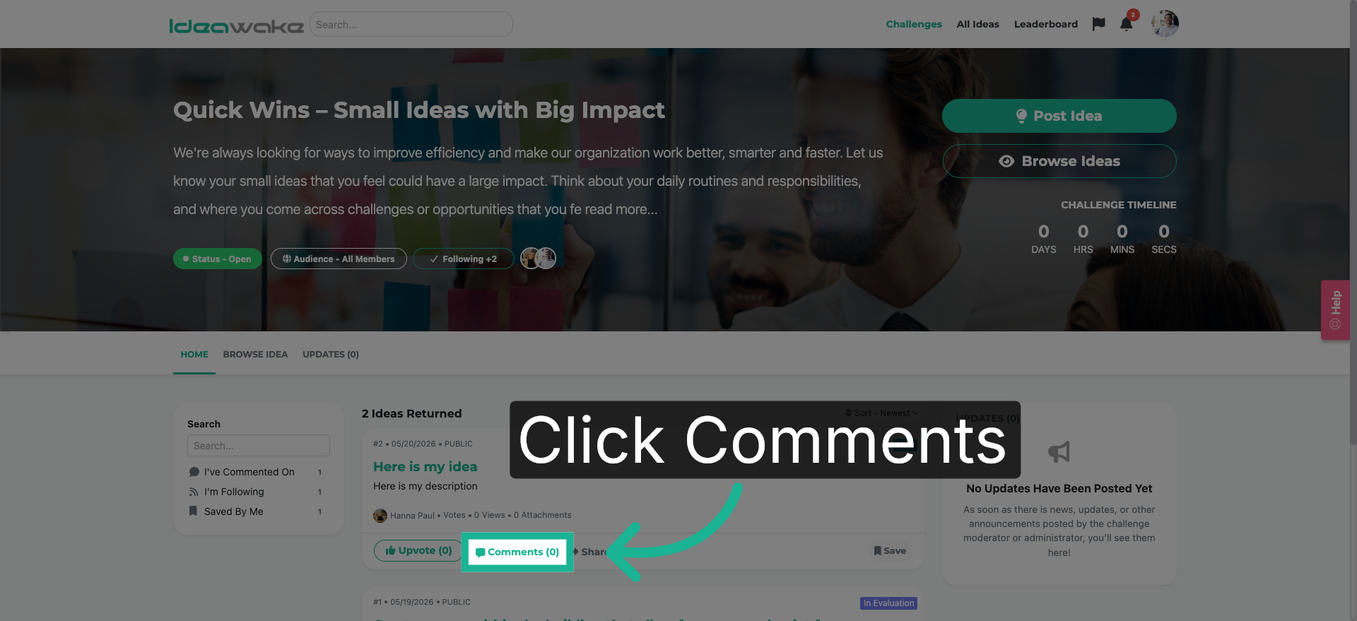 Open Comments Section