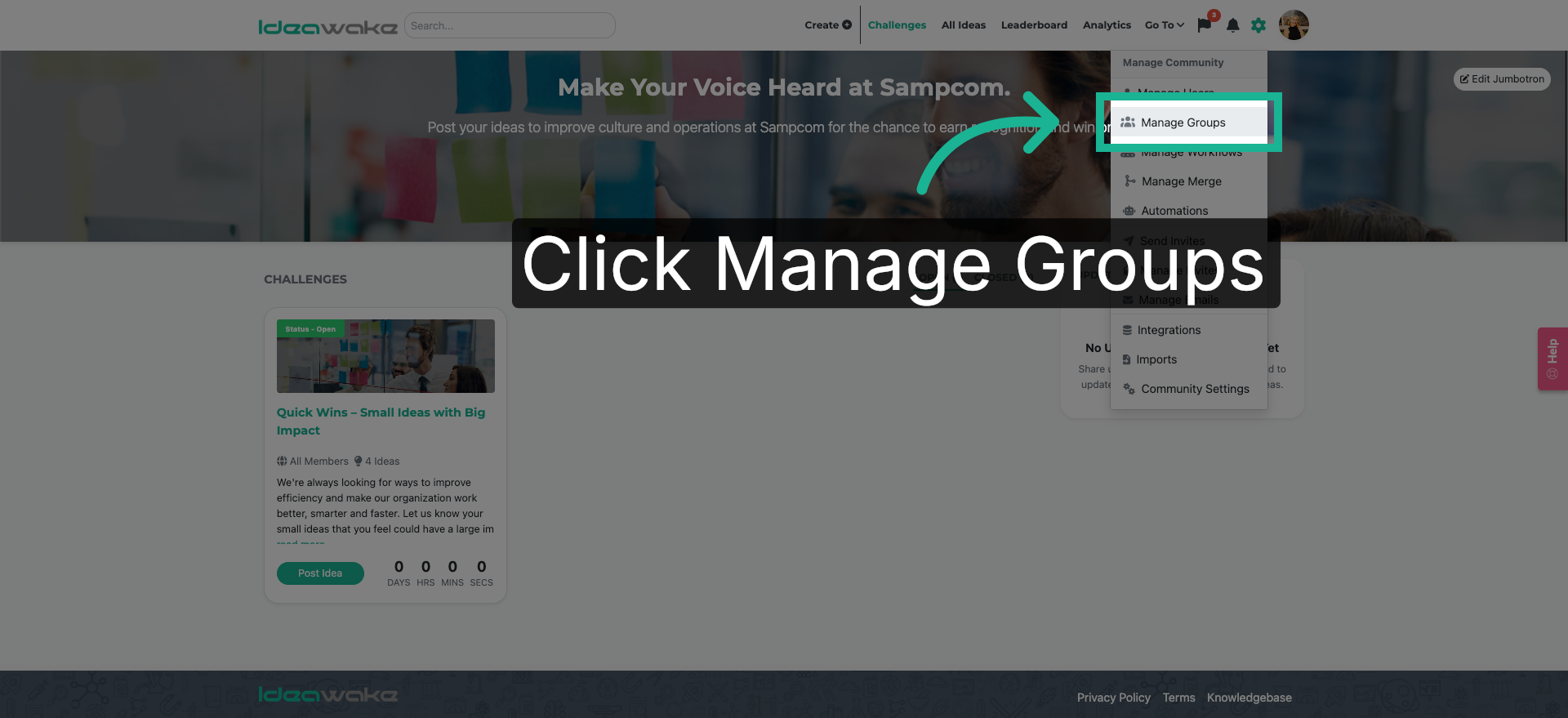 Open Manage Groups Section