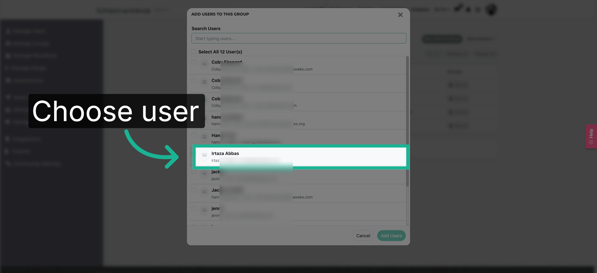 Select users