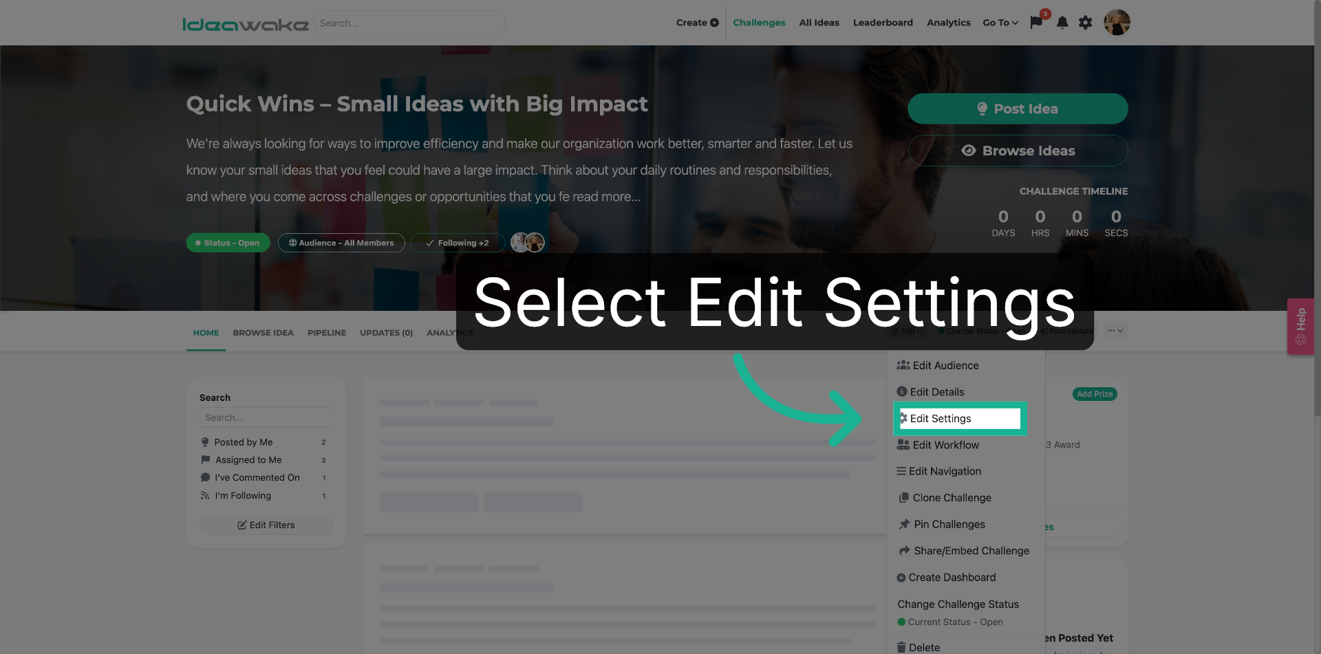 Open Project Options Menu