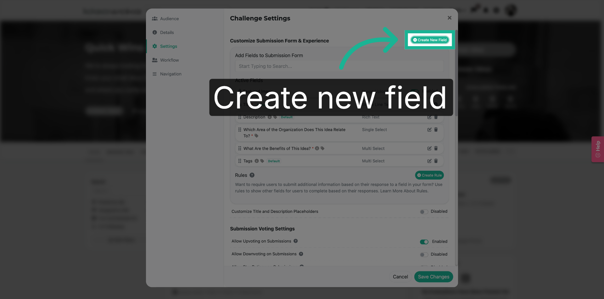 Initiate New Field Creation