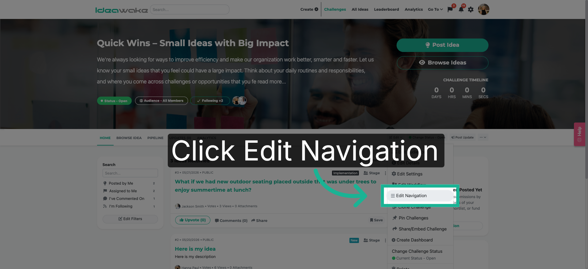 Select Edit Navigation Option