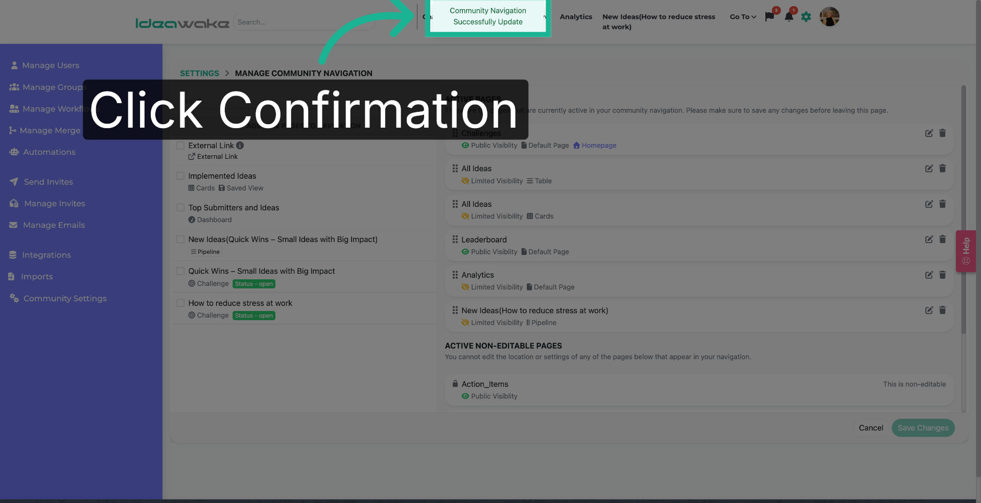 Confirm Navigation Update