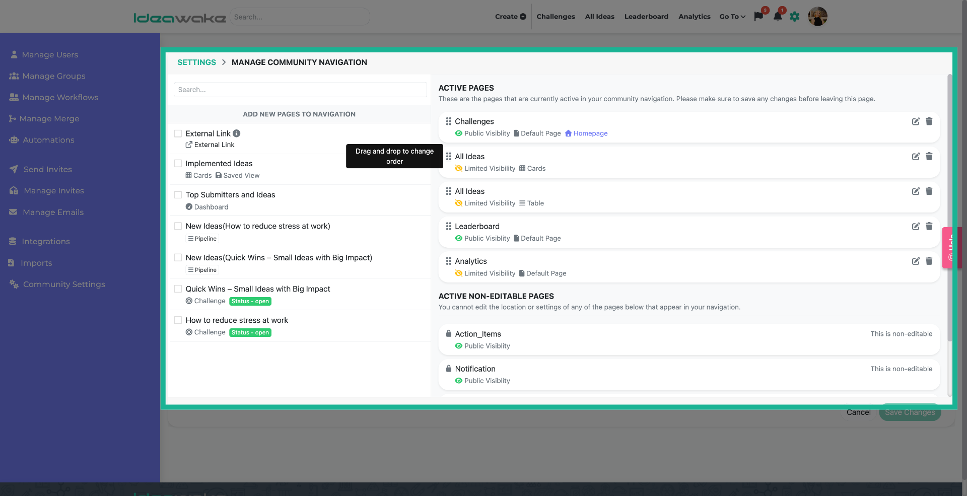Open Navigation Customization