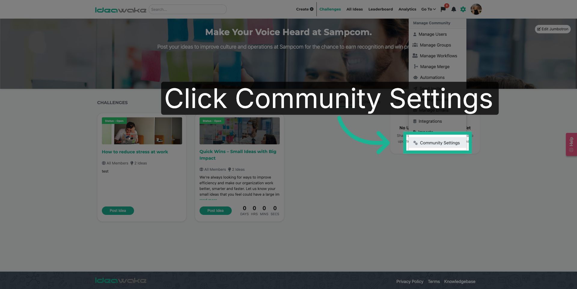 Open Community Settings
