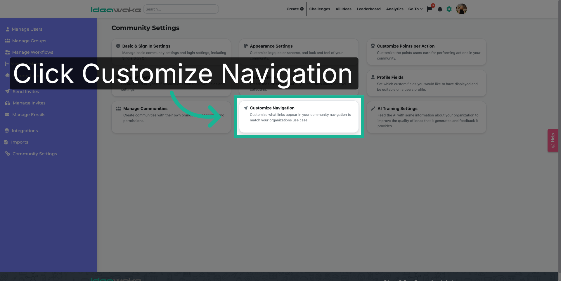 Select Customize Navigation