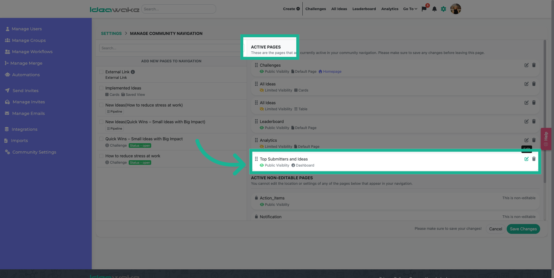 Proceed to Visibility Settings