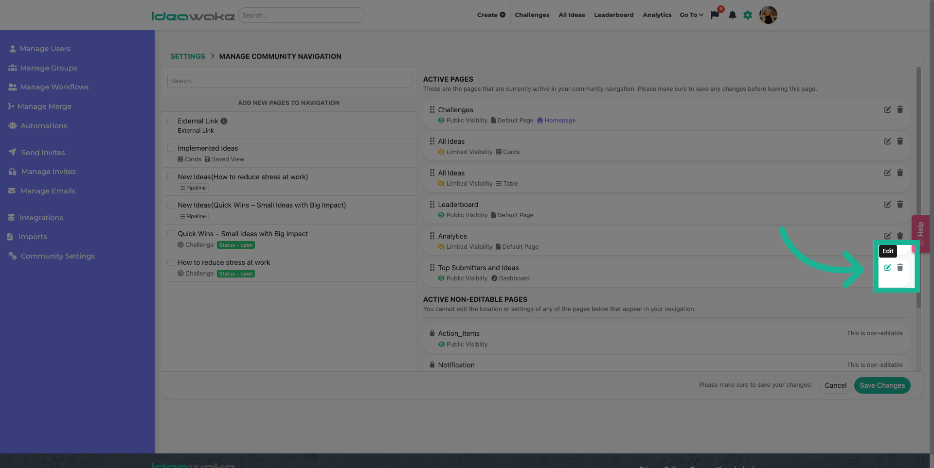 Proceed to Visibility Settings