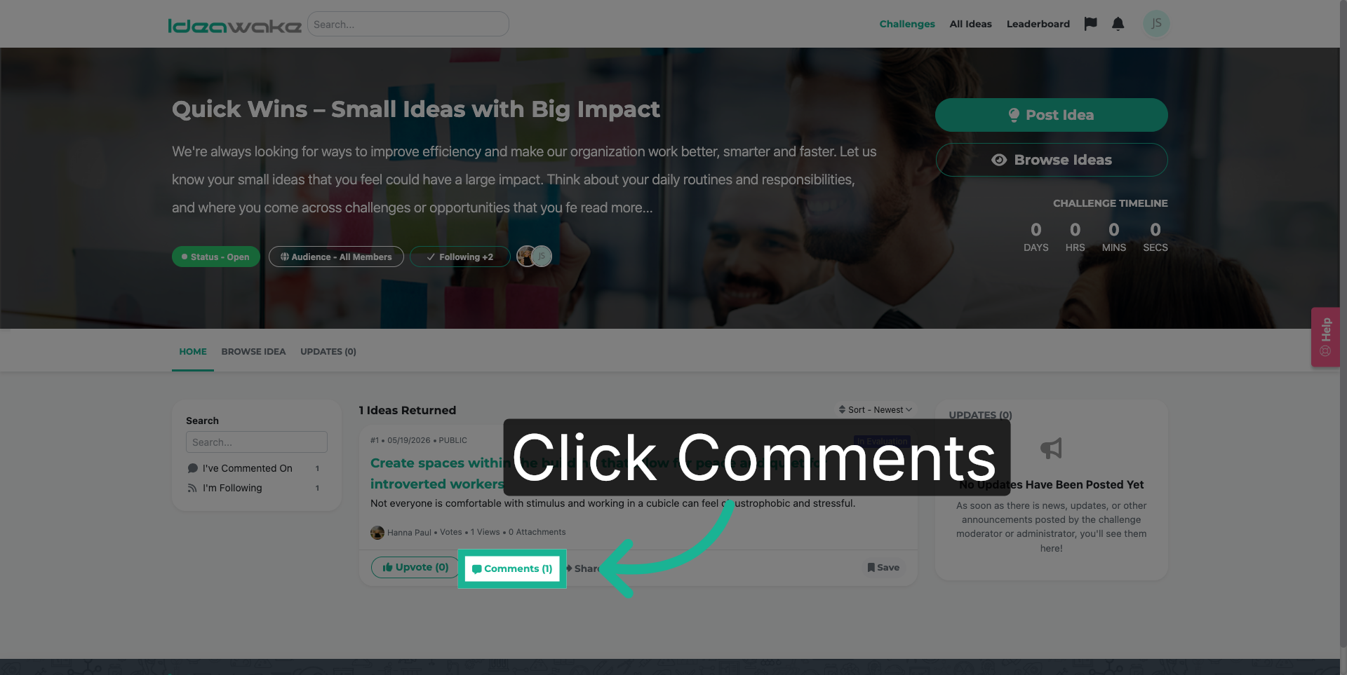 Open Comments Section