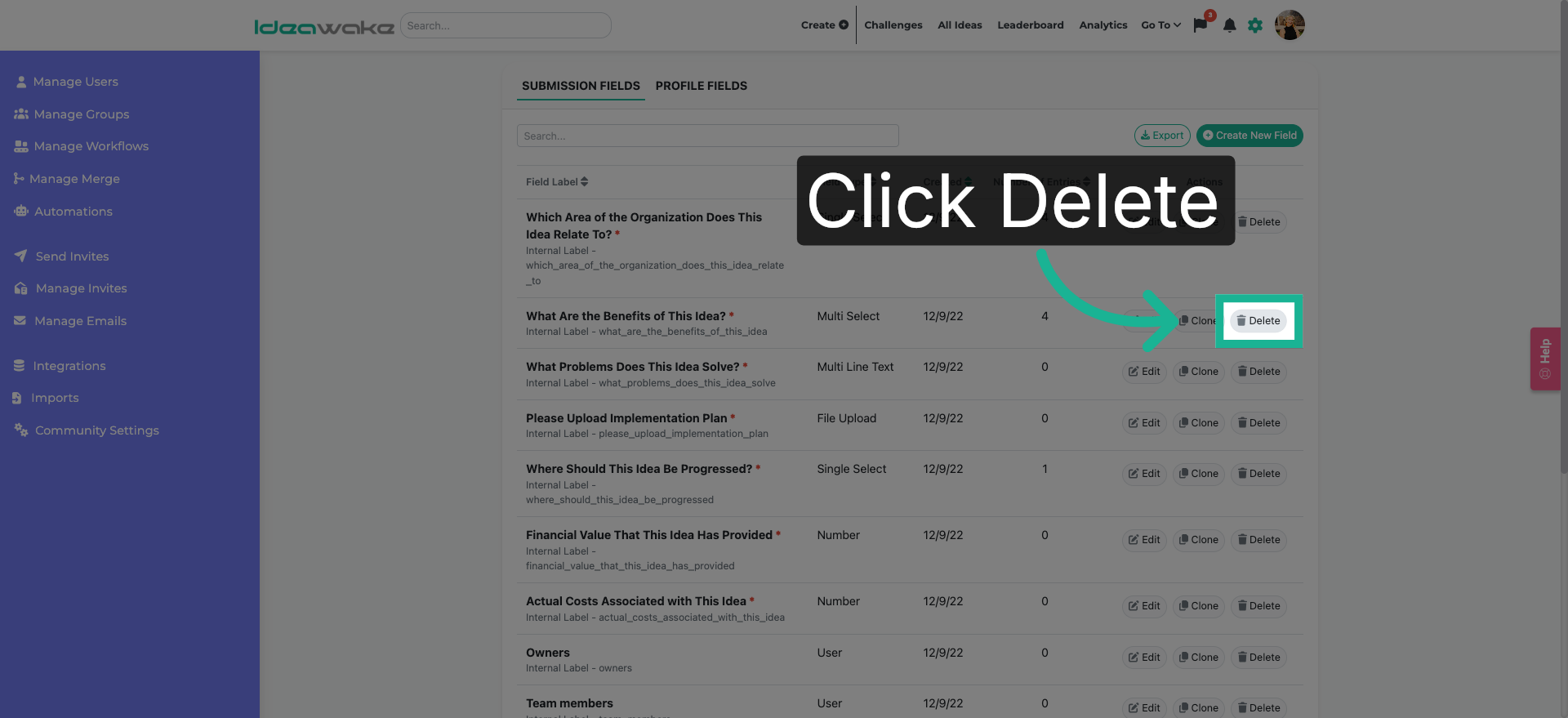 Delete Selected Field