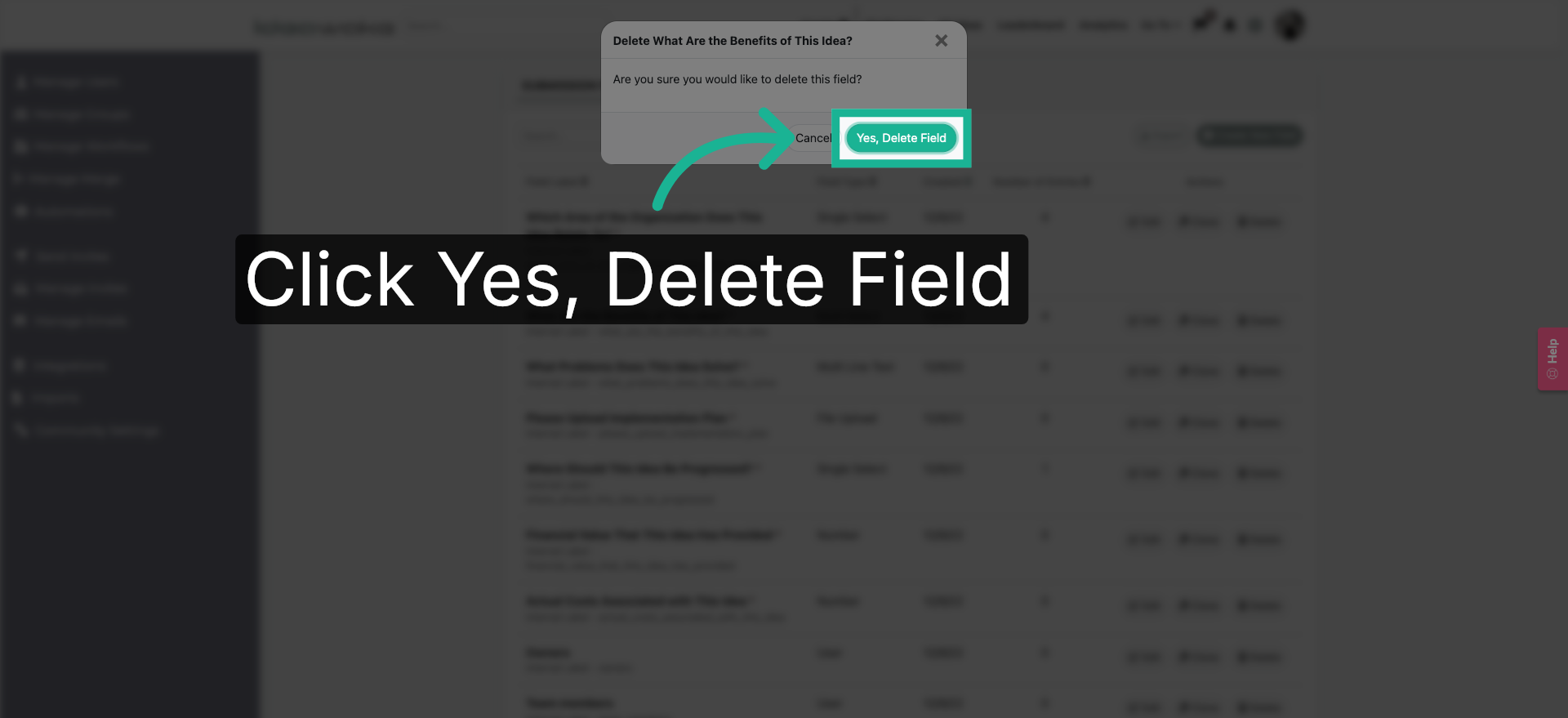 Confirm Field Deletion
