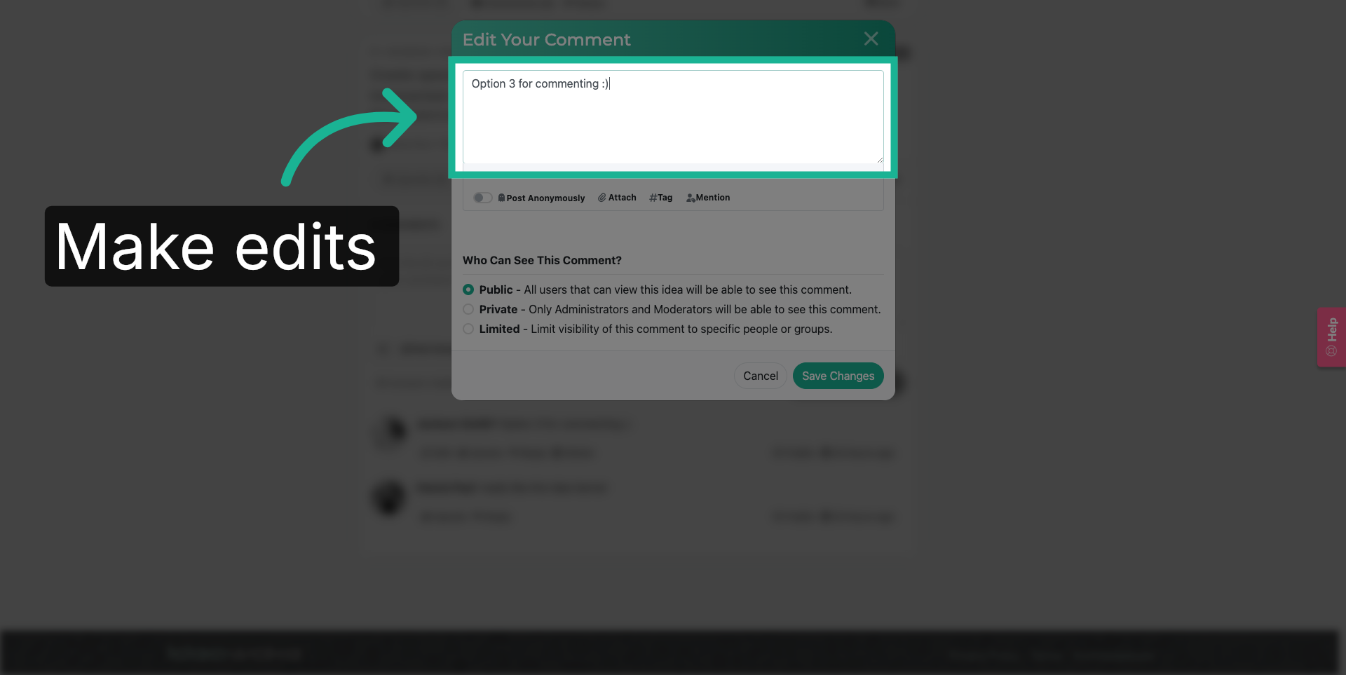 Select Commenting Option