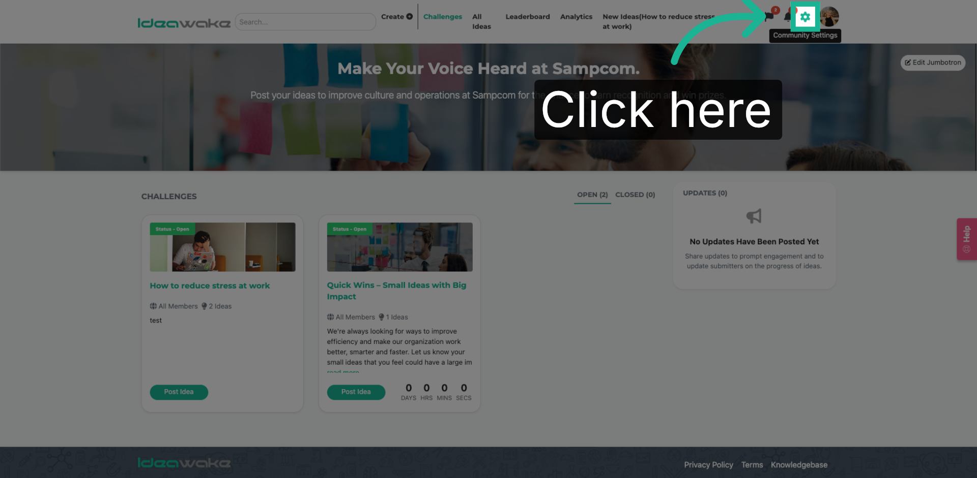Access Ideawake Dashboard
