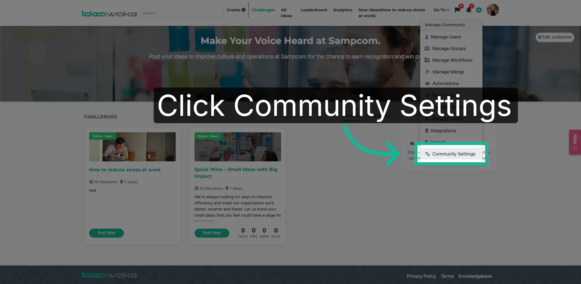 Open Community Settings