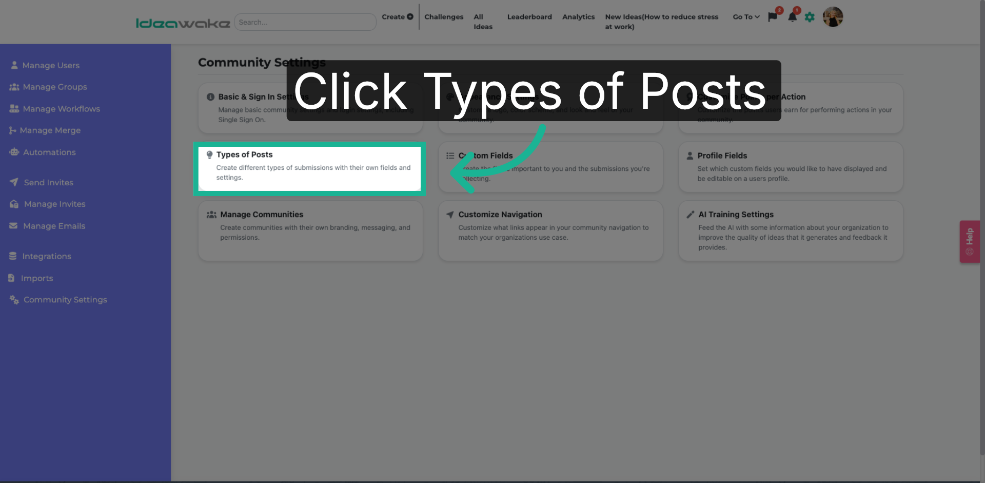 Select Submission Types Configuration