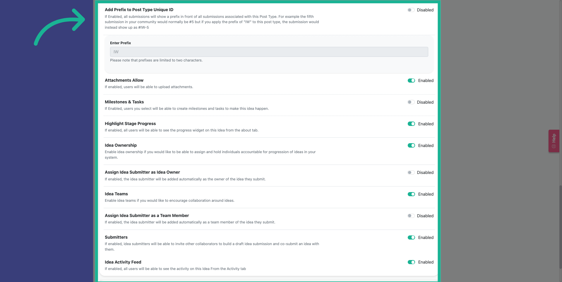 Enable Prefix for Submissions