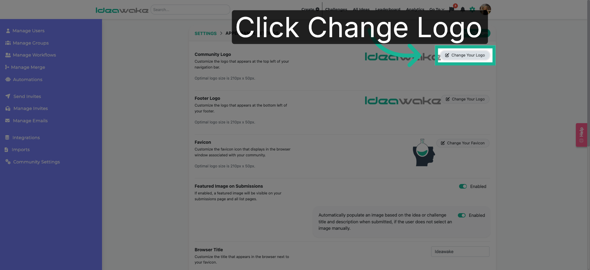 Change Community Logo