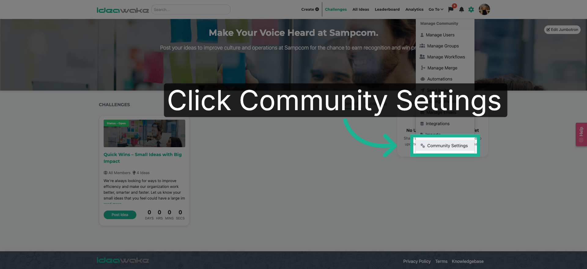Open Community Settings