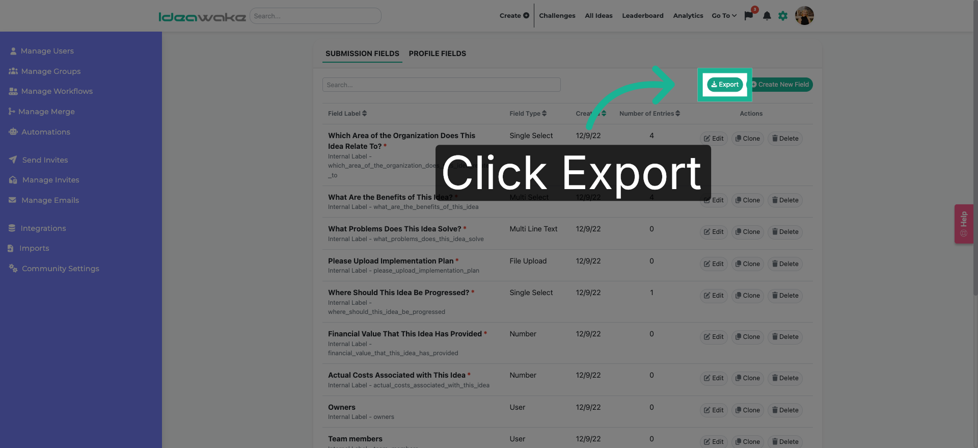 Initiate Data Export