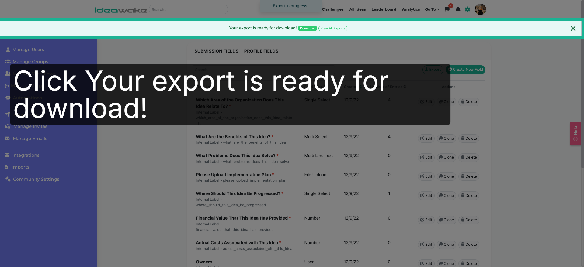 View Export Availability