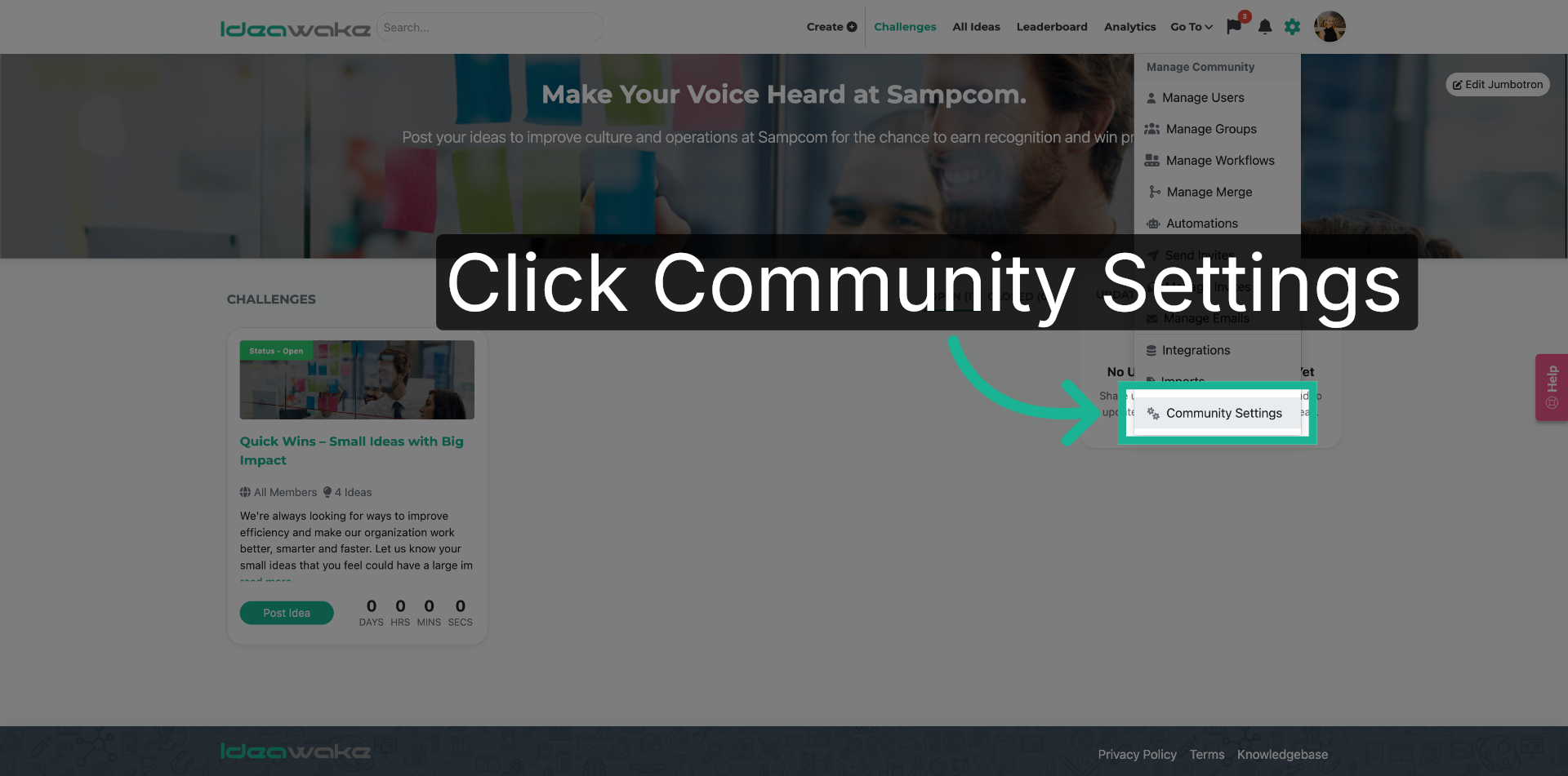 Navigate to Community Settings