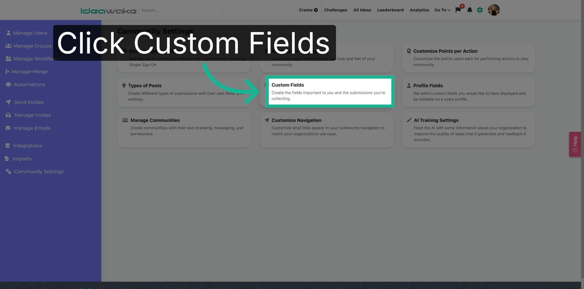 Select Custom Fields Section
