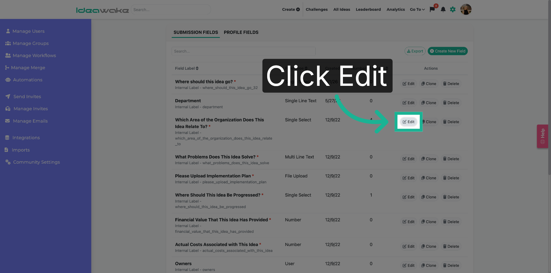 Edit Existing Field