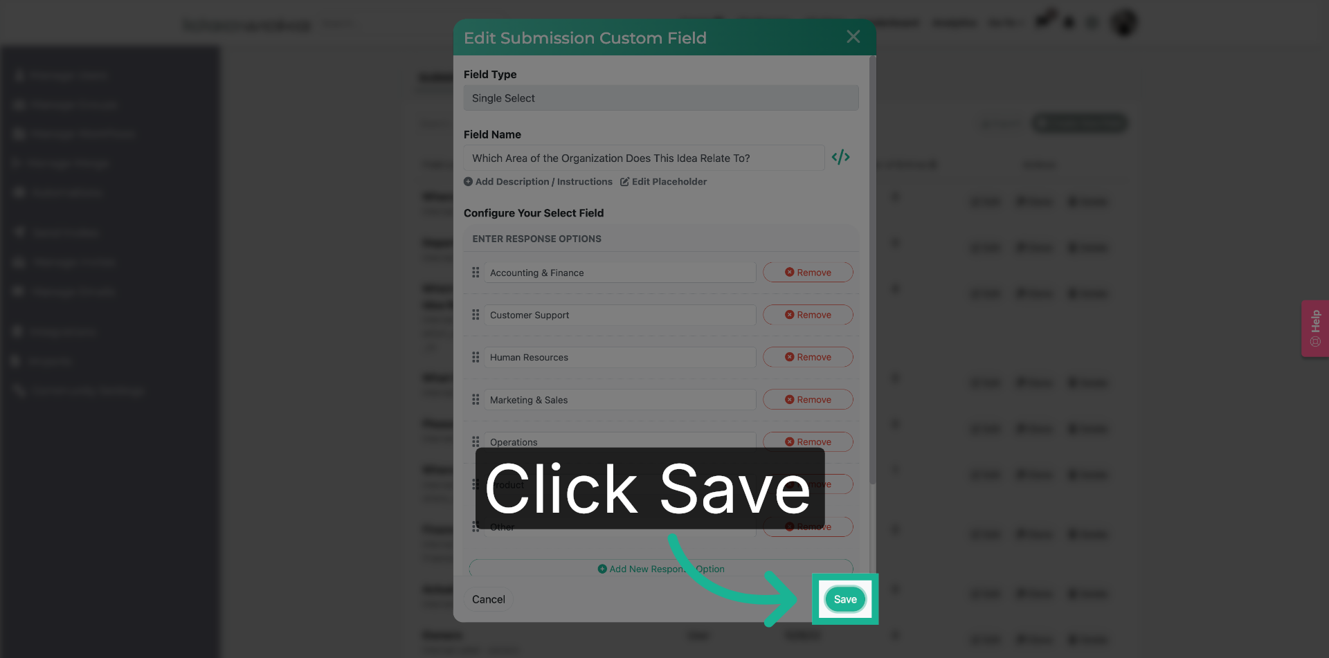 Save Custom Field Changes