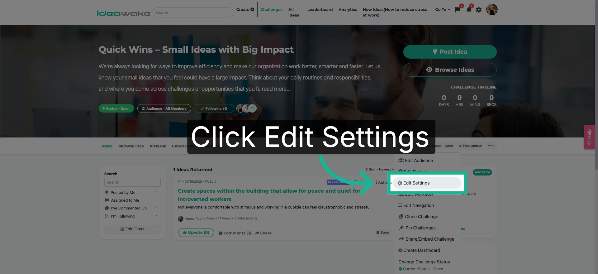 Open Edit Settings