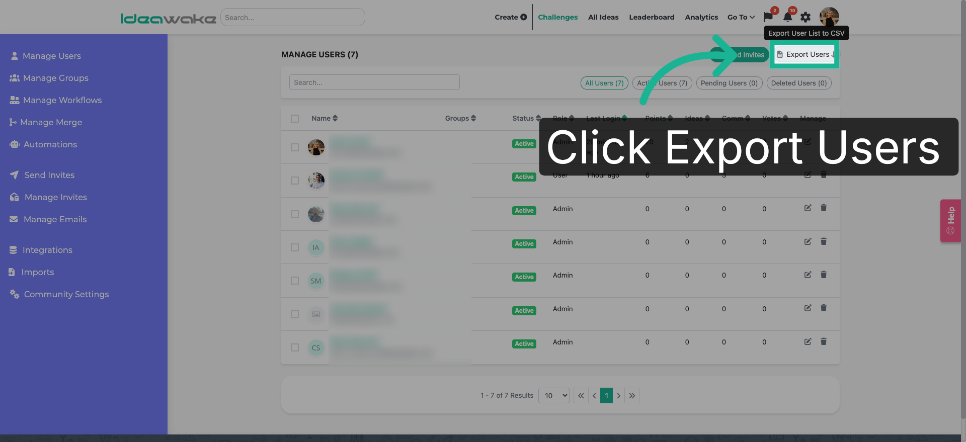 Navigate to Users Section