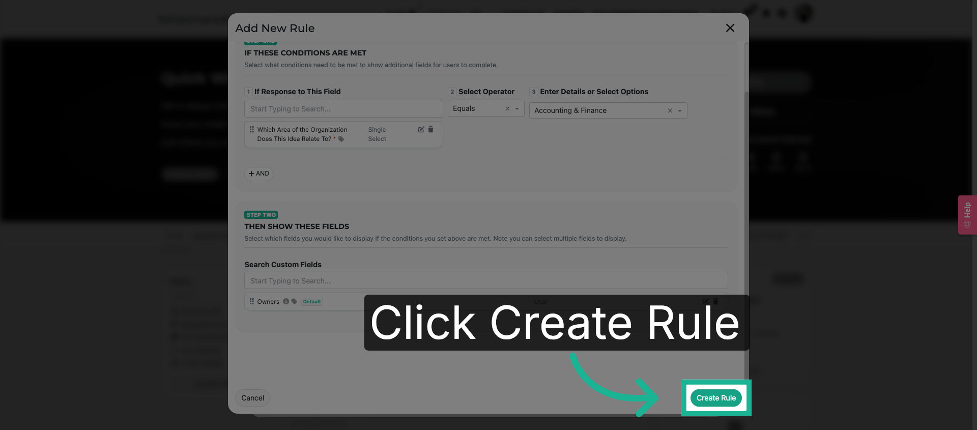 Finalize Rule Creation
