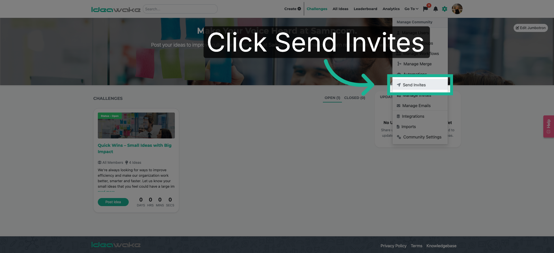 Access Send Invites Feature