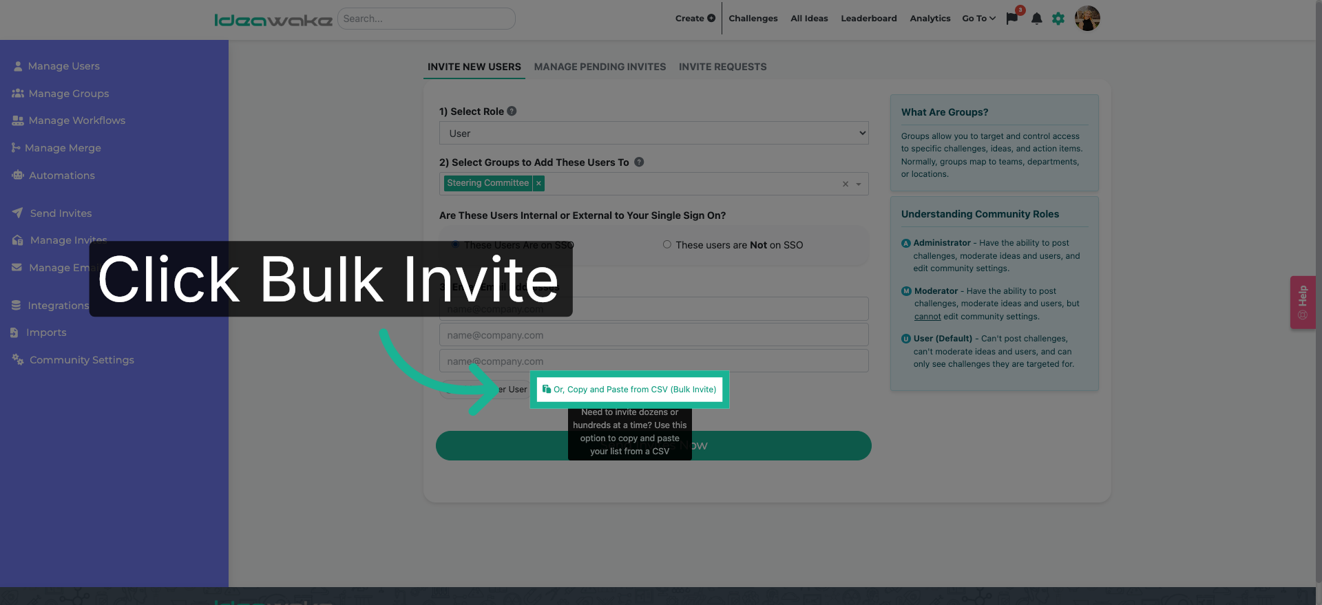 Choose Bulk Invite Option