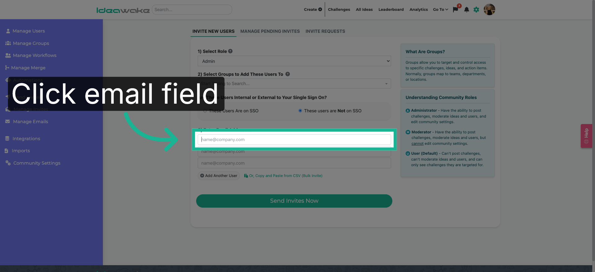 Click on Email Field