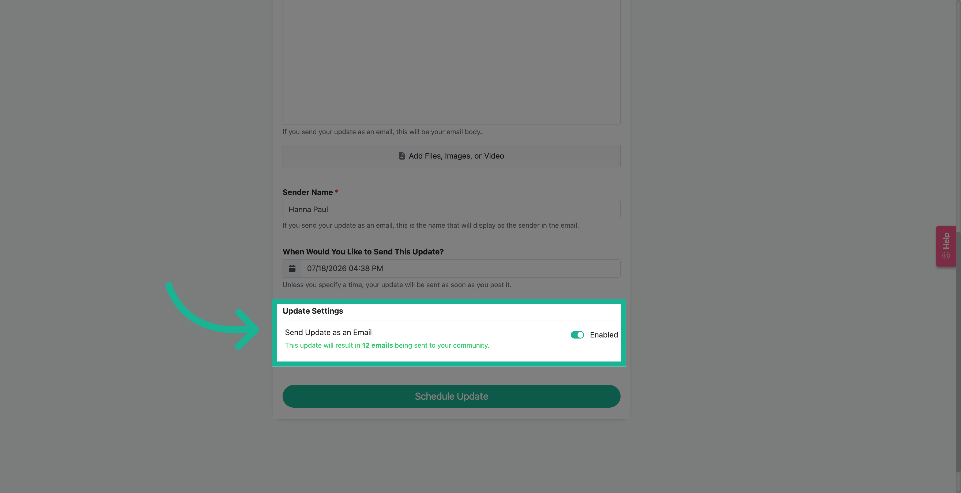 Enable Scheduling Feature
