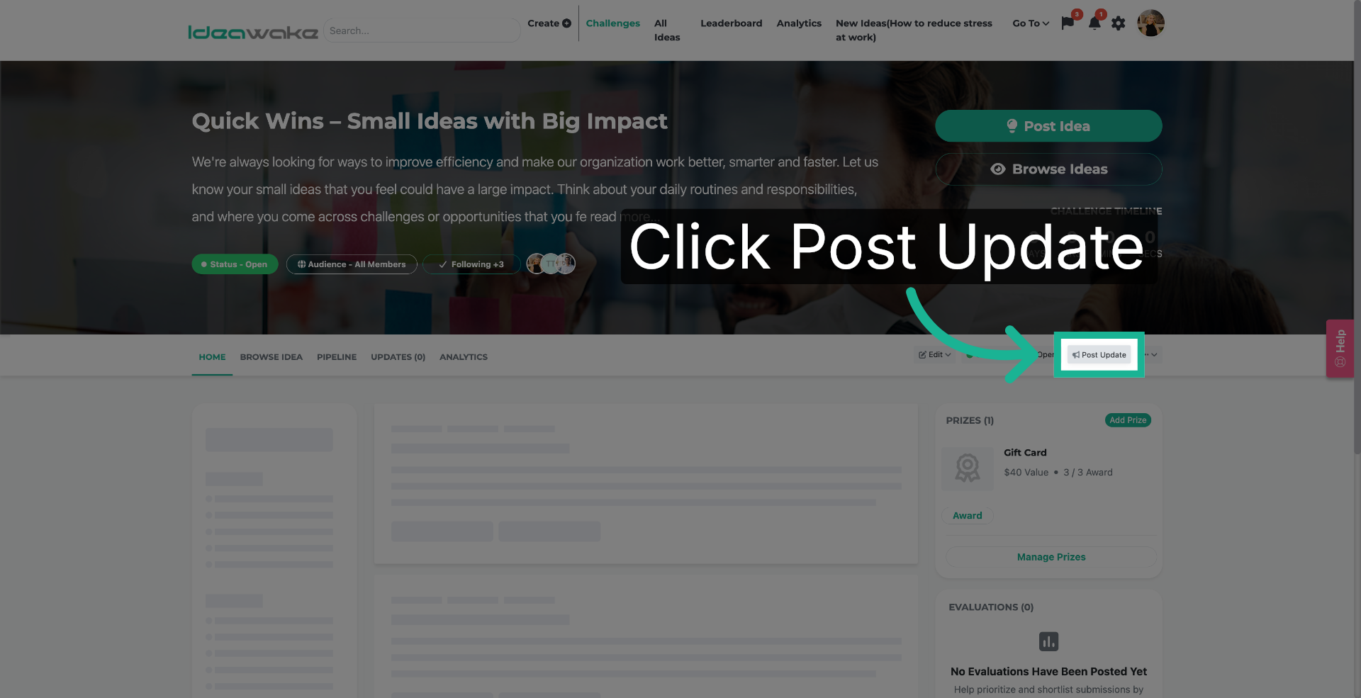 Open Post Update Dialog