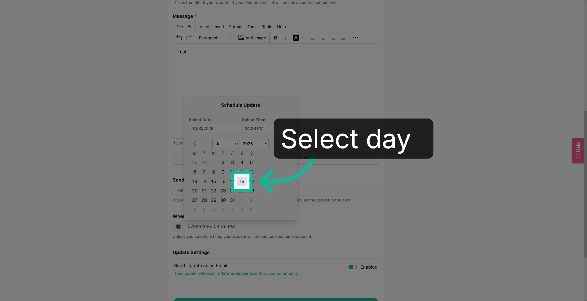 Select Day For Scheduling