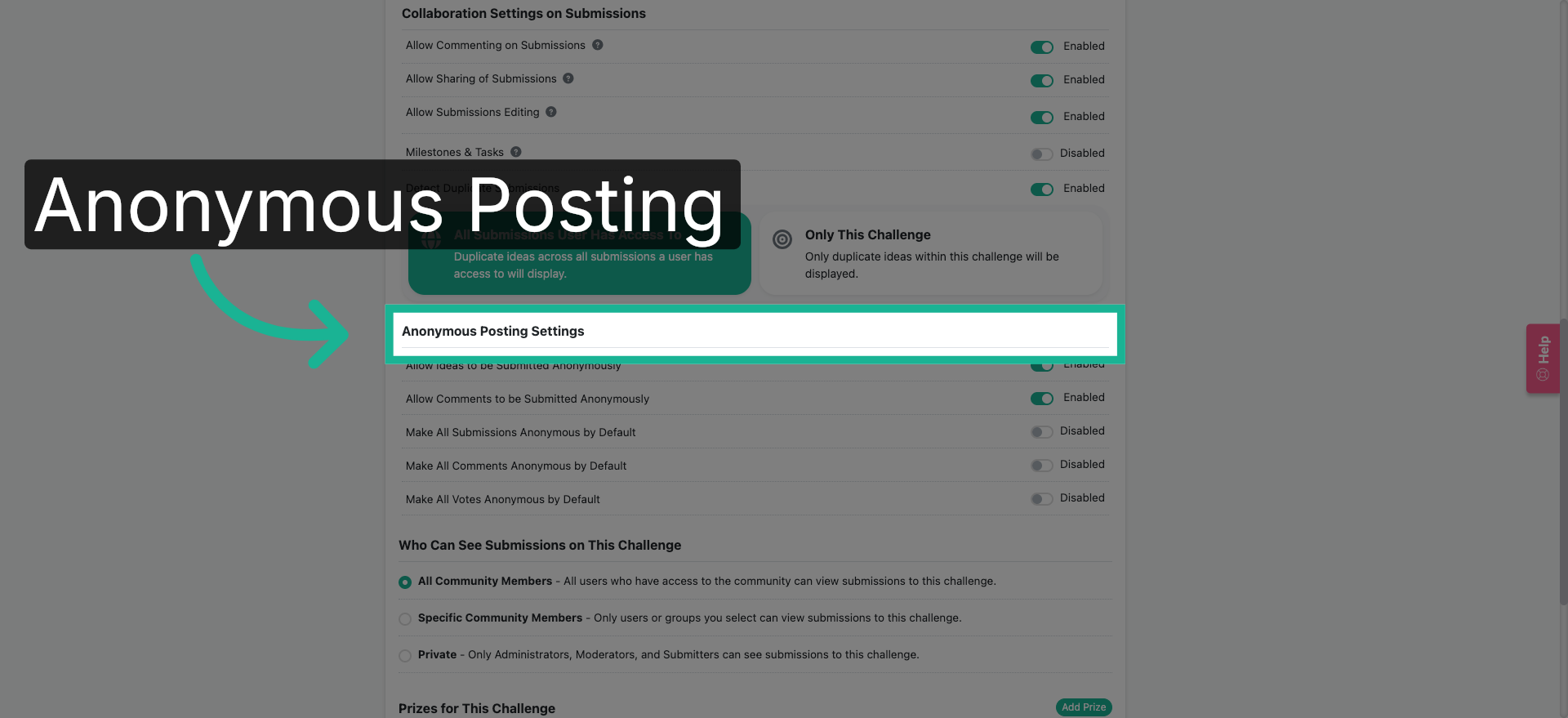 Access Anonymous Posting Settings