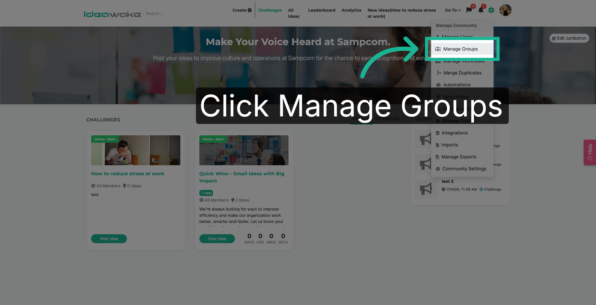 Open Manage Groups Section