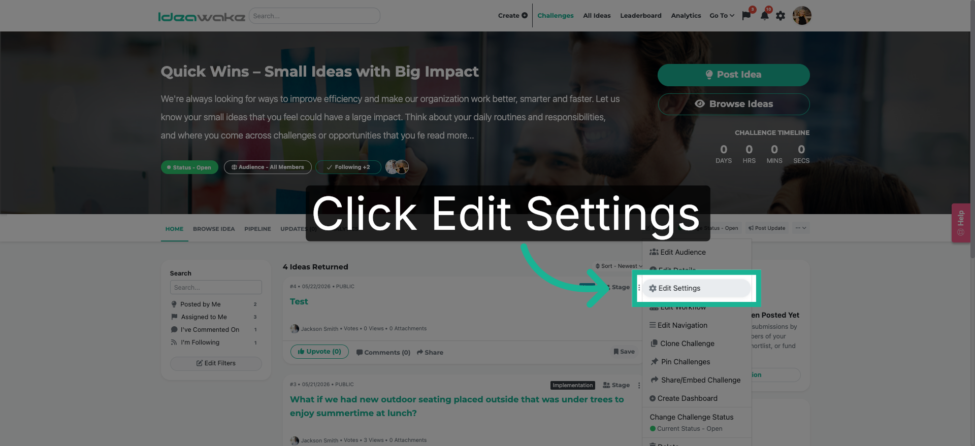 Access Edit Settings