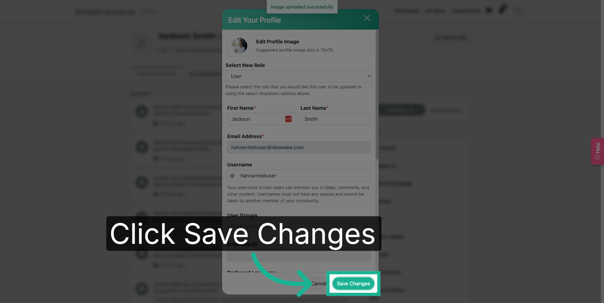 Save Profile Changes
